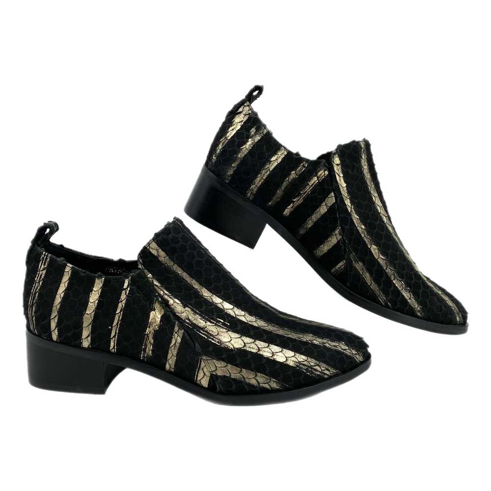 Django & Juliette Black Gold Striped Ankle Booties | Size 37 EU